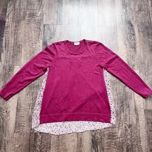 52seven Large Maroon Long Sleeve Woven Sweater Top Blouse